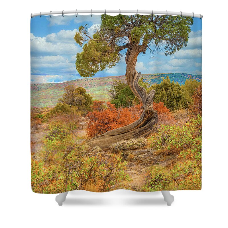 Juniper Tree Shower Curtain featuring the photograph Juniper Tree, Black Canyon of the Gunnison National Park, Colorado by Tom Potter