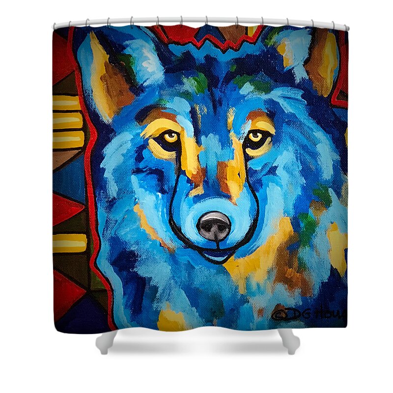 Wolf Shower Curtain featuring the painting Just One Look by DG House