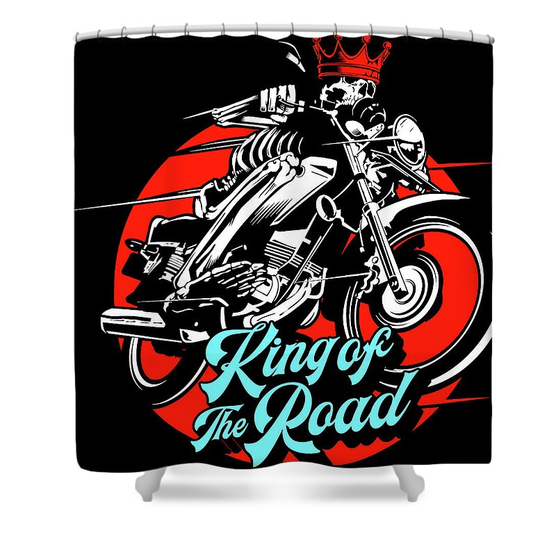 Skeleton Shower Curtain featuring the digital art King of the Road #1 by Long Shot