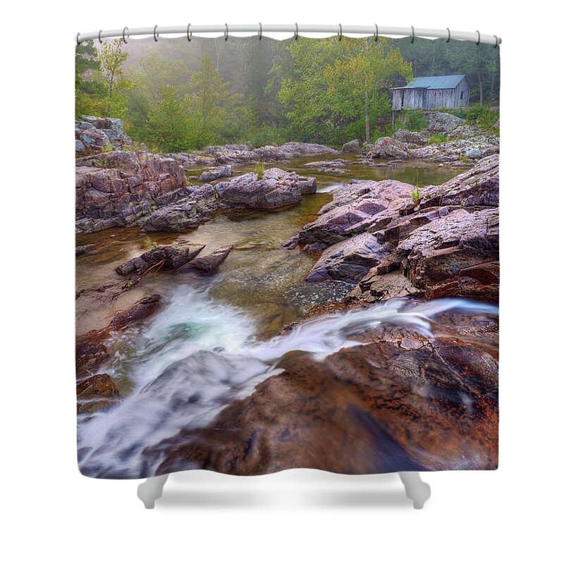 Ozark National Scenic Riverways Shower Curtain featuring the photograph Klepzig Mill by Robert Charity