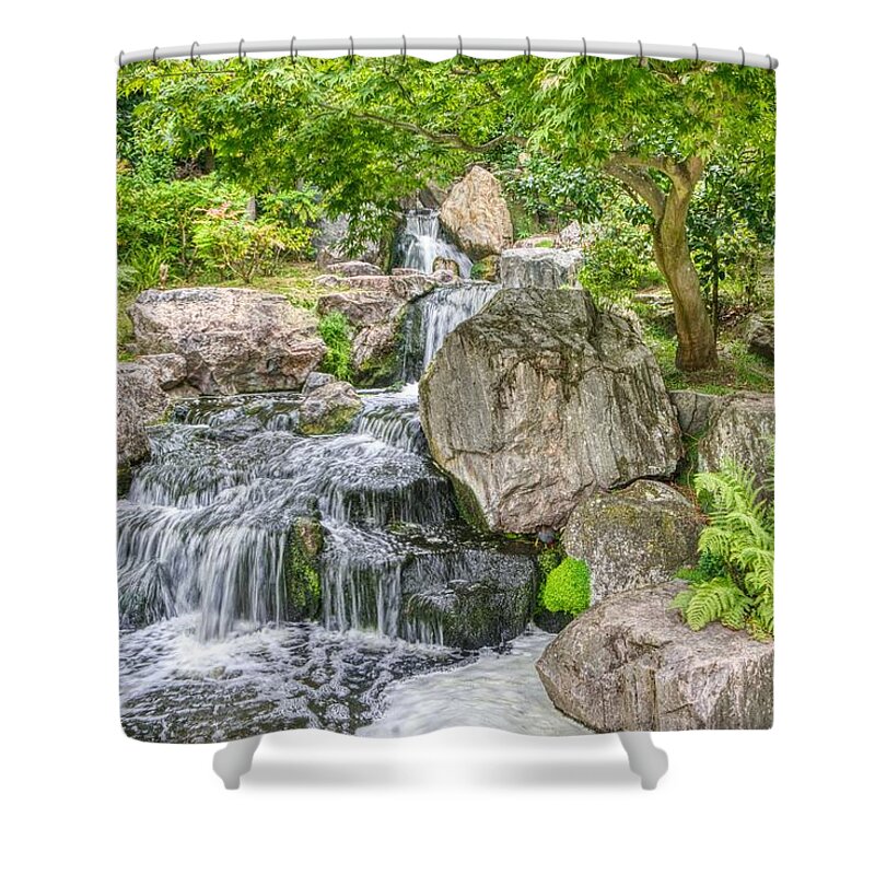 Kyoto Gardens Shower Curtain featuring the photograph Kyoto Gardens Water Fall #2 by Raymond Hill