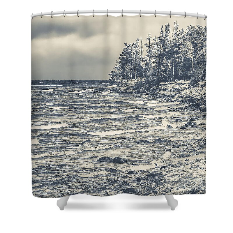 Presque Isle Shower Curtain featuring the photograph Lake Superior by Phil Perkins