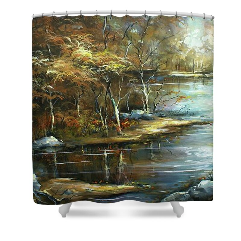Landscape Shower Curtain featuring the painting Landscape by Michael Lang