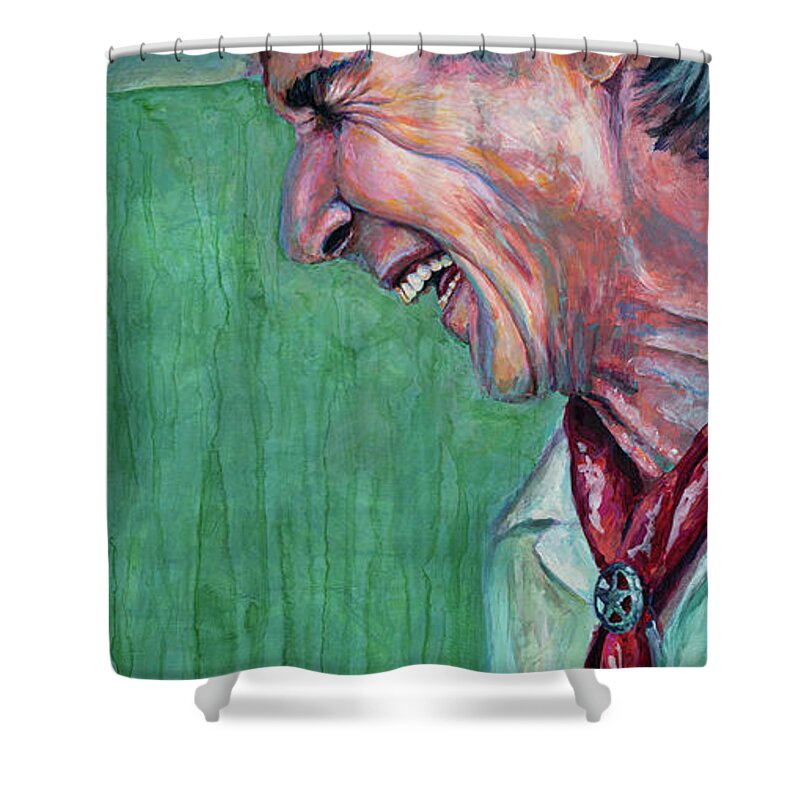 Acrylic Shower Curtain featuring the painting Laughin' Luke by Robert FERD Frank