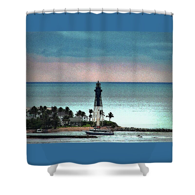 Lighthouse Shower Curtain featuring the photograph Lighthouse at Hillsboro Beach Florida by Corinne Carroll