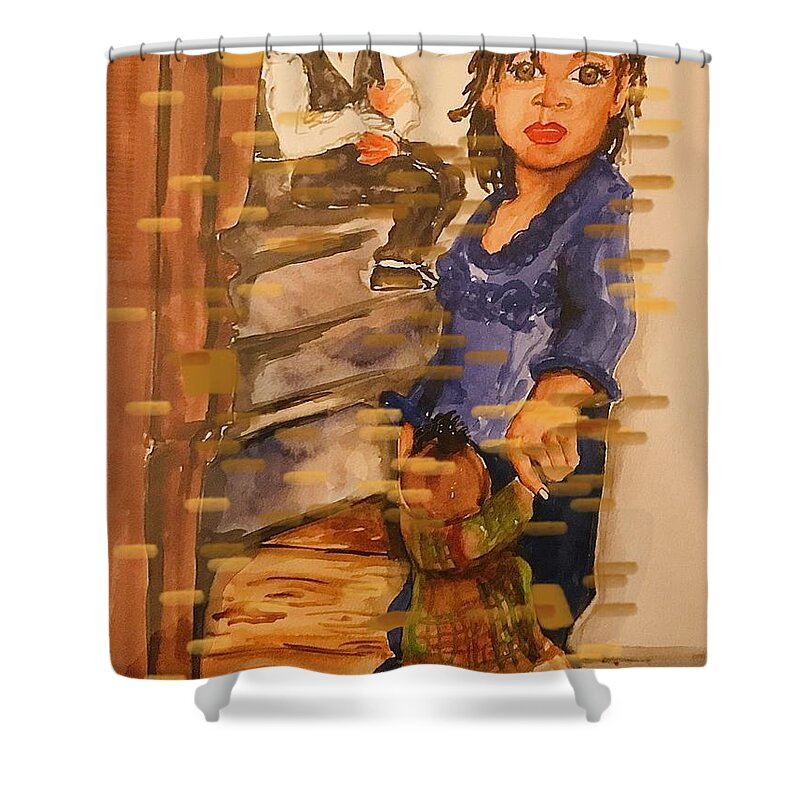  Shower Curtain featuring the painting Little Girl #1 by Angie ONeal