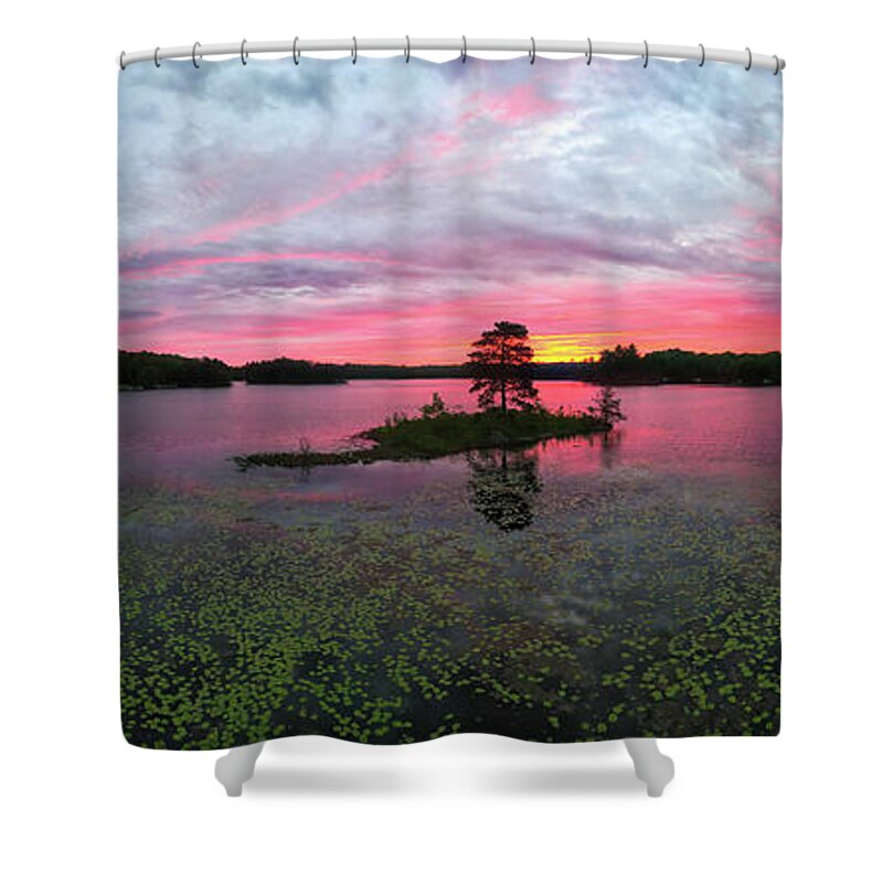 Madeline Lake Shower Curtain featuring the photograph Madeline Lake Morning Sunrise PANO #1 by Brook Burling
