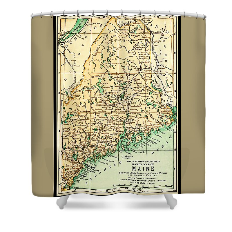 Maine Shower Curtain featuring the photograph Maine Antique Map 1891 #1 by Phil Cardamone