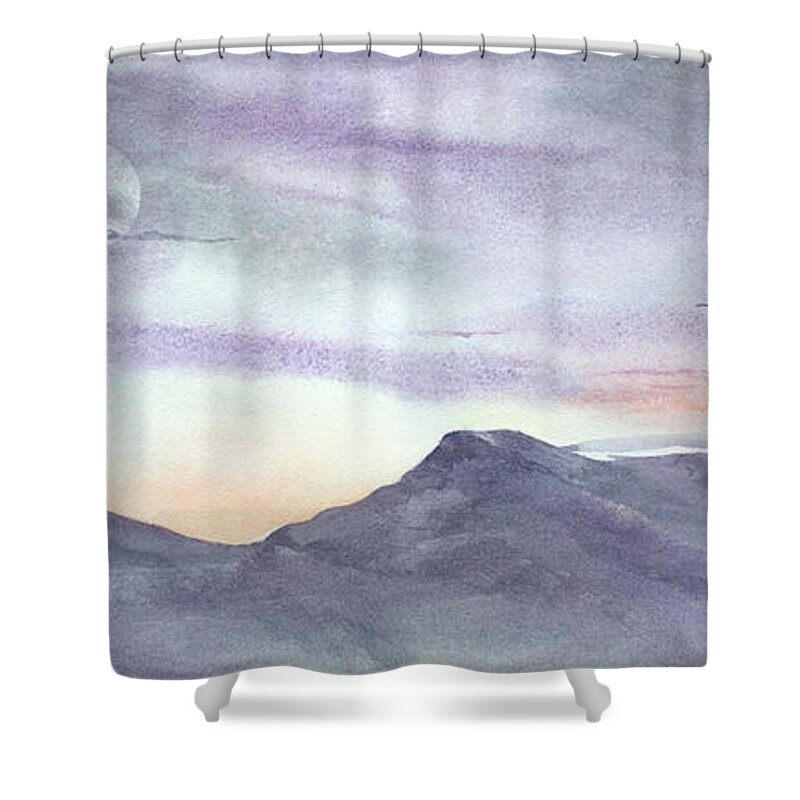 Mount Mansfield Shower Curtain featuring the painting Mansfield Moon #1 by Amanda Amend
