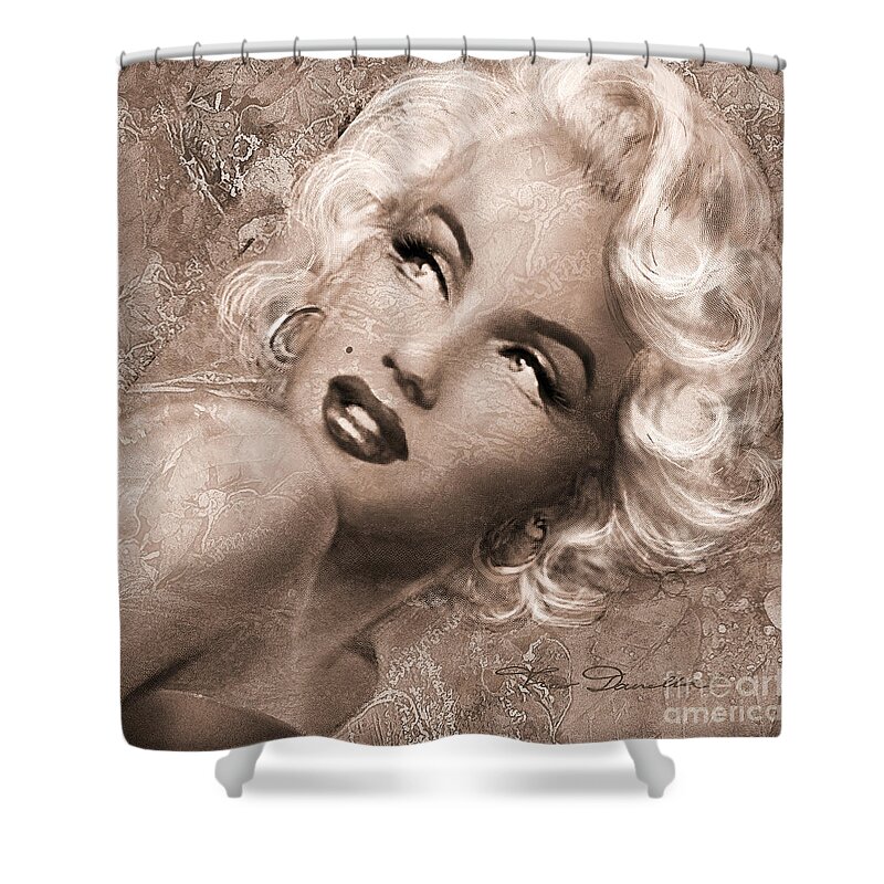 Marilyn Monroe Shower Curtain featuring the painting Marilyn Danella Ice Q Sepia by Theo Danella