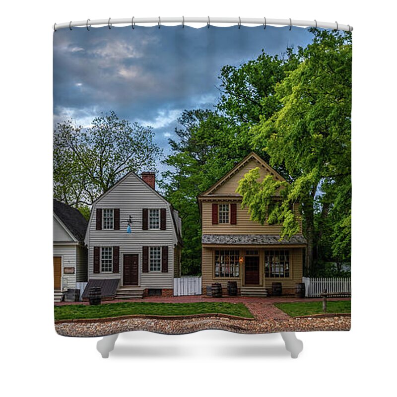 Colonial Williamsburg Shower Curtain featuring the photograph May on the Duke of Gloucester Street #1 by Rachel Morrison