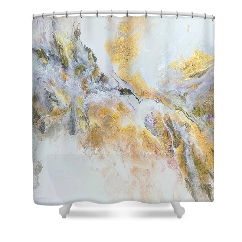 Abstract Shower Curtain featuring the painting Memory by Soraya Silvestri