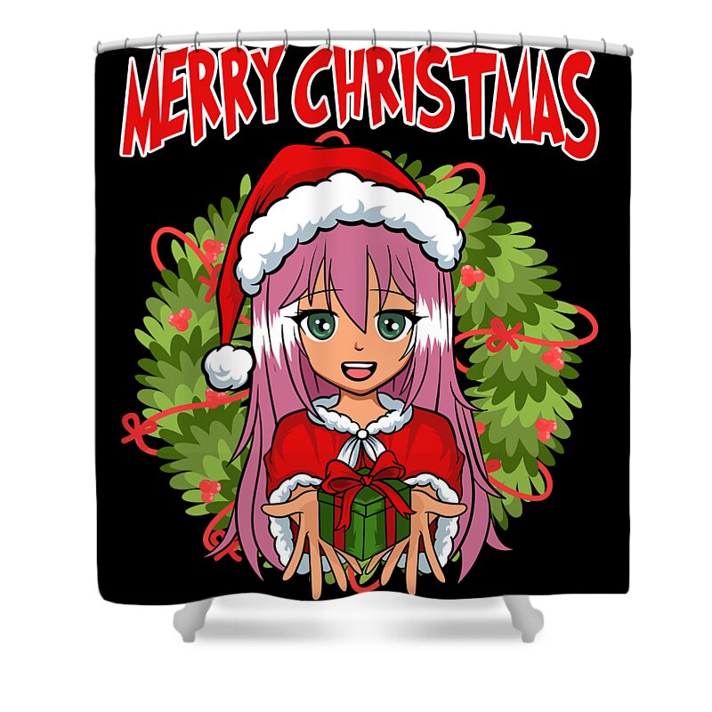 Merry Christmas Senpai Anime Kawaii Manga Otaku Animation Character For  December 25th Tshirt Design Shower Curtain by Roland Andres - Fine Art  America