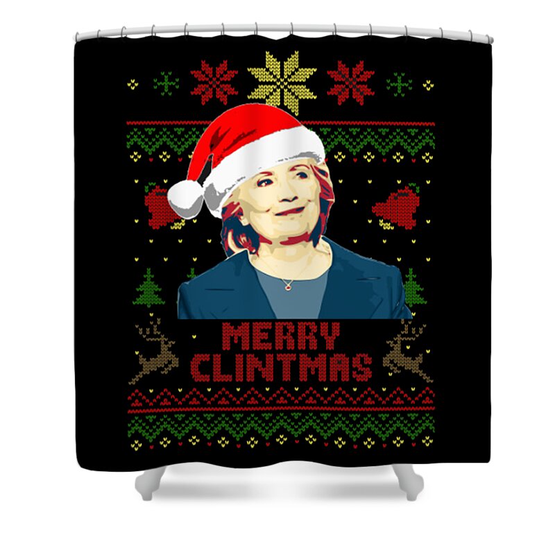 Christmas Shower Curtain featuring the digital art Merry Clintmas Hillary Clinton #1 by Jacob Zelazny
