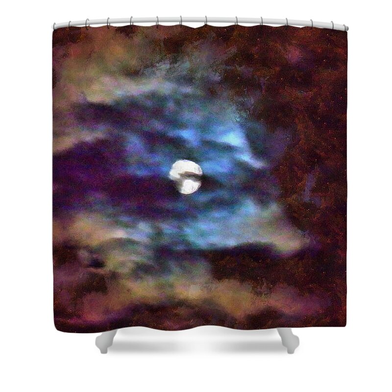 Moon Shower Curtain featuring the mixed media Moonscape by Christopher Reed