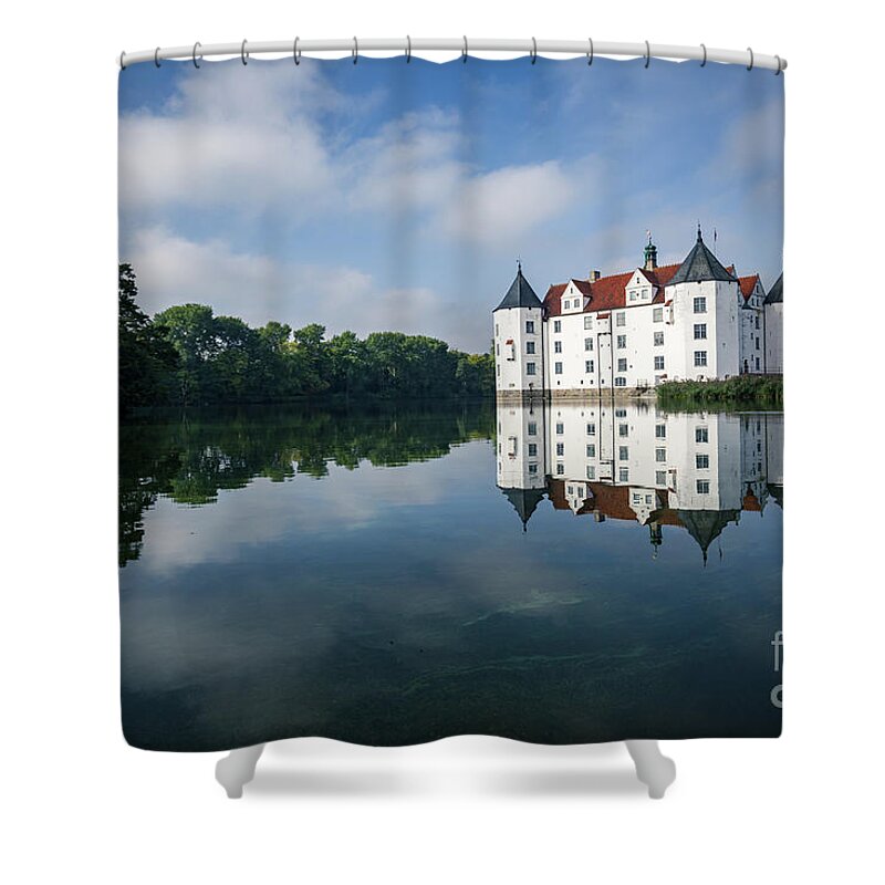Glücksburg Castle Shower Curtain featuring the photograph Gluecksburg Castle-Morning Reflections by Eva Lechner