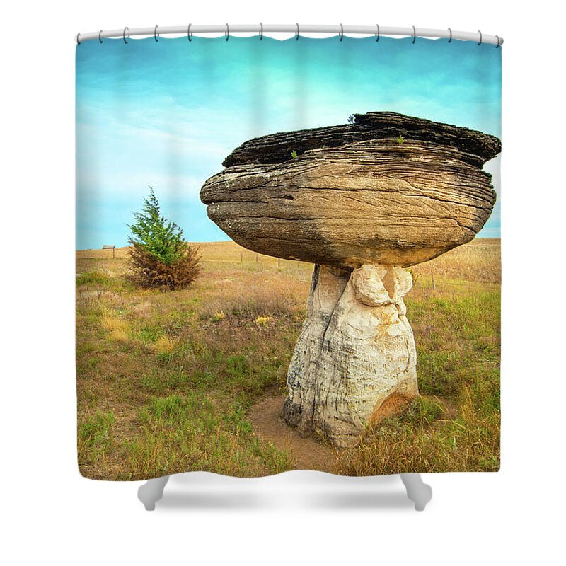 Mushroom Shower Curtain featuring the photograph Mushroom Rocks State Park, Dakota Sandstone Formations, Kansas #1 by Anthony John Coletti