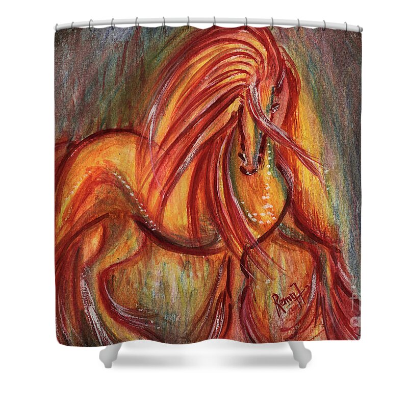 Horse Painting Shower Curtain featuring the painting Mystic Horse #1 by Remy Francis