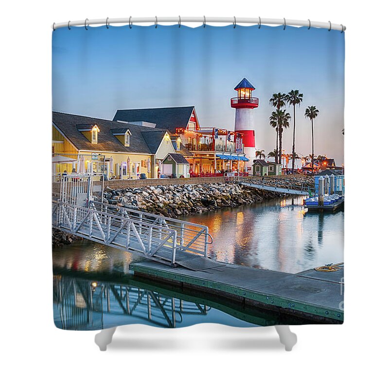 California Shower Curtain featuring the photograph Oceanside Harbor Village at Dusk by David Levin