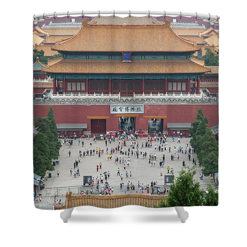 Forbidden City Shower Curtain featuring the photograph Panoramic view of of the famous Forbidden city in Beijing, Chin #1 by Michalakis Ppalis