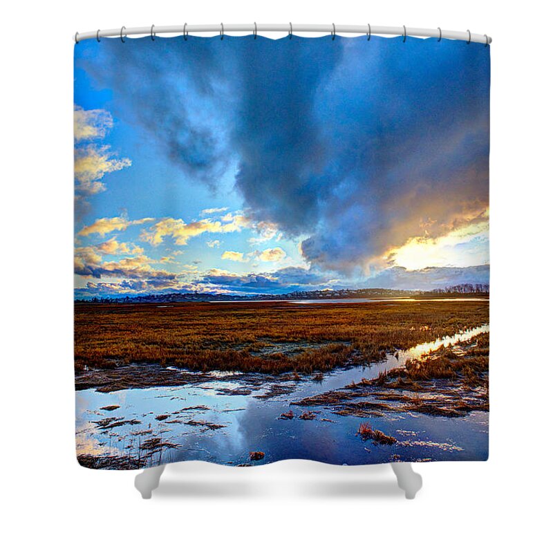  Shower Curtain featuring the photograph Plum island Sunset #1 by Adam Green