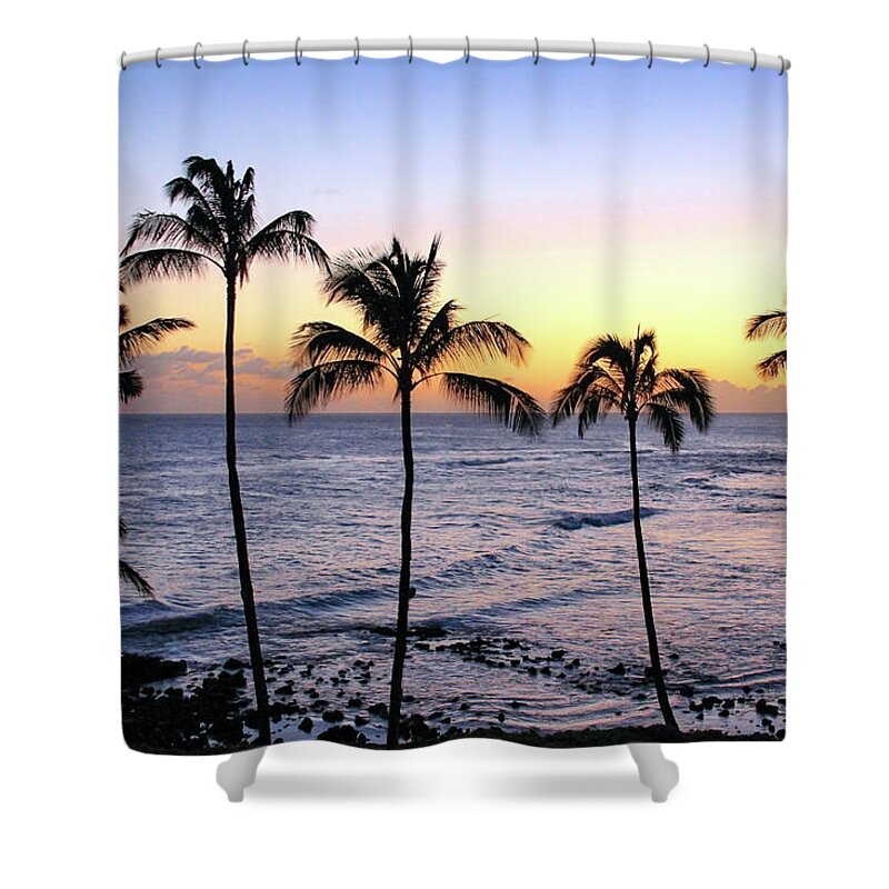 Hawaii Shower Curtain featuring the photograph Poipu Palms at Sunset by Robert Carter