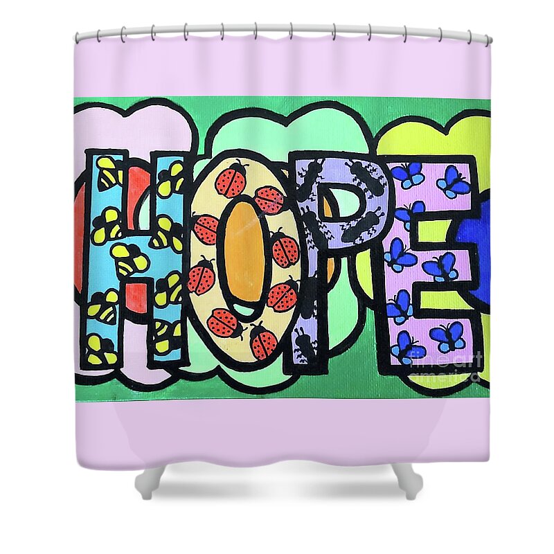 Pop Art Shower Curtain featuring the painting Pop Art HOPE by Elena Pratt
