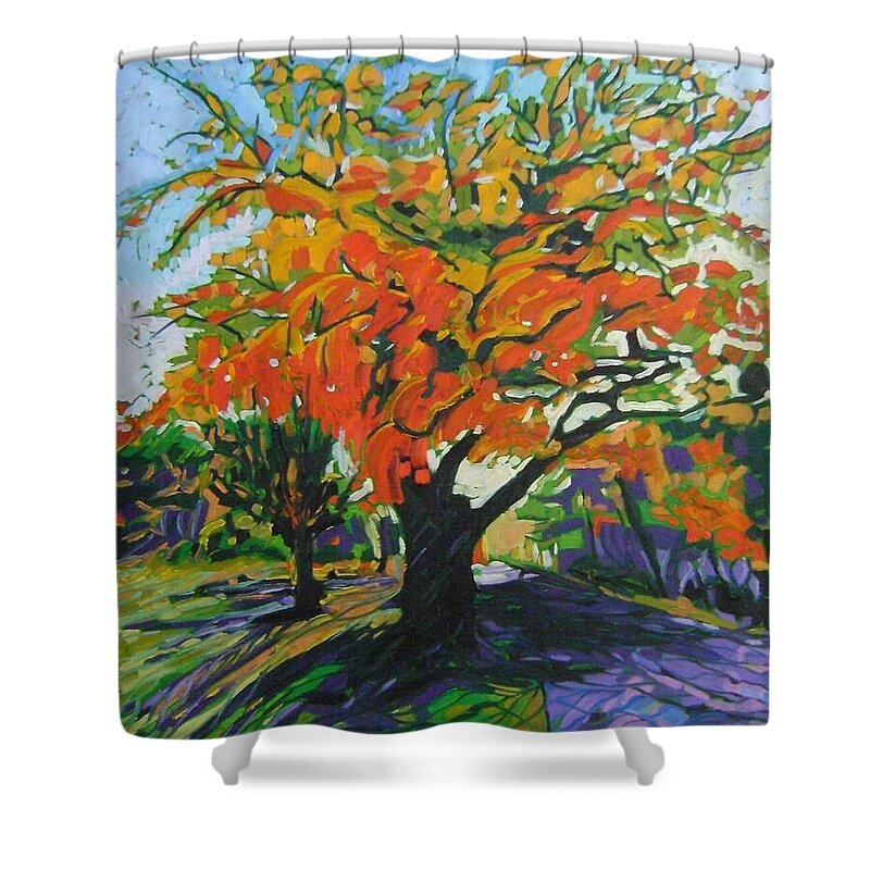 Quabbin Tree Shower Curtain featuring the painting Quabbin Tree #2 by Therese Legere