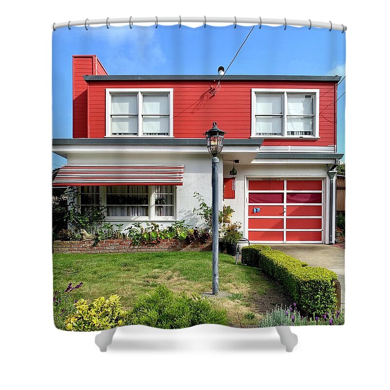  Shower Curtain featuring the photograph Red And White House by Julie Gebhardt
