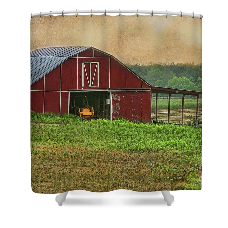 Red Barn Shower Curtain featuring the photograph Red Barn #1 by Joan Bertucci