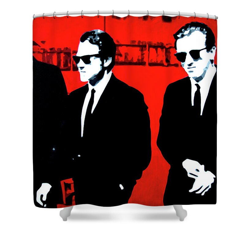 Men Shower Curtain featuring the painting Reservoir Dogs #1 by Hood MA Central St Martins London