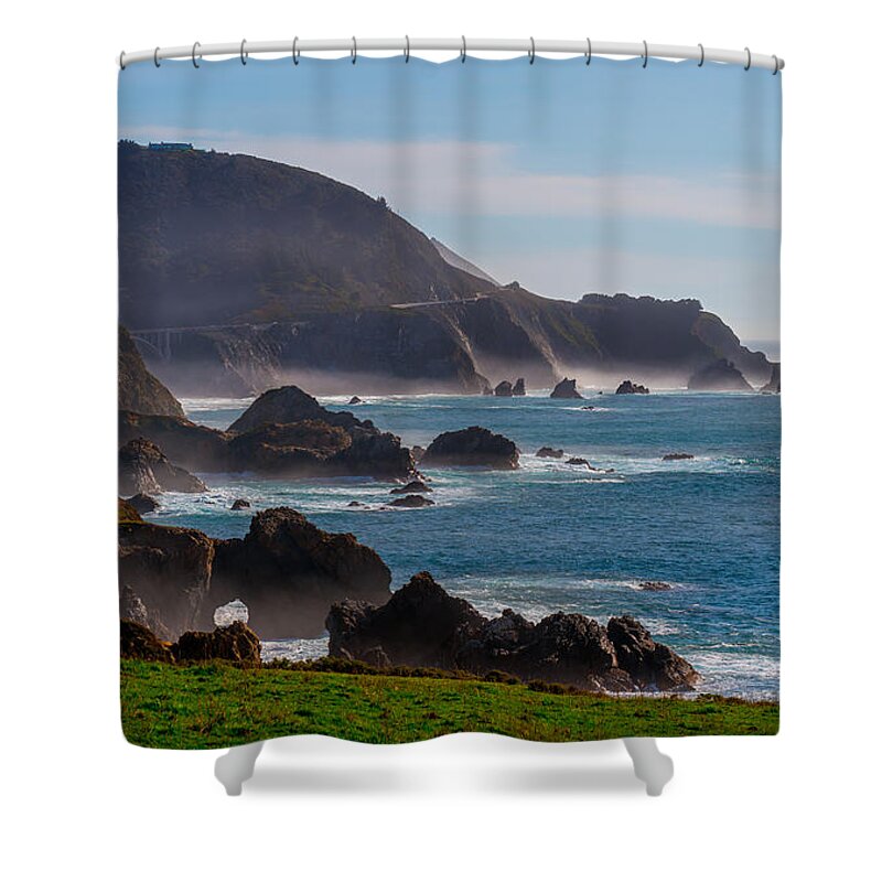 Rocky Point Shower Curtain featuring the photograph Rocky Point by Derek Dean