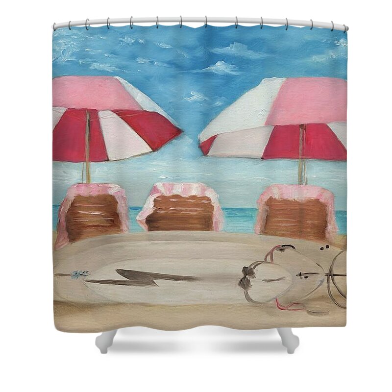 Hawaii Shower Curtain featuring the painting Royal Umbrellas by Juliette Becker