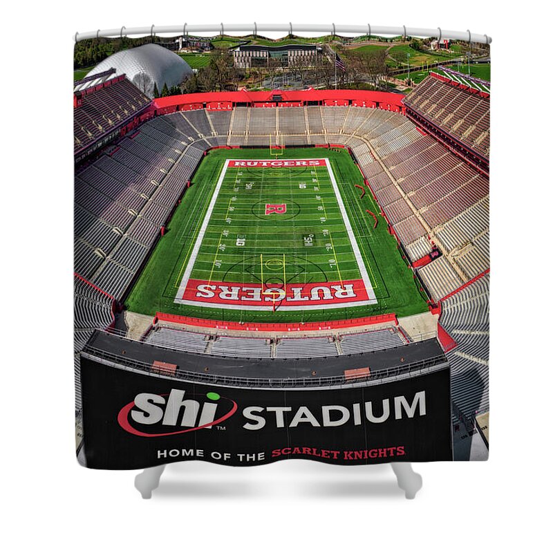 Rutgers Shower Curtain featuring the photograph Rutgers NJ Football Stadium III #1 by Susan Candelario