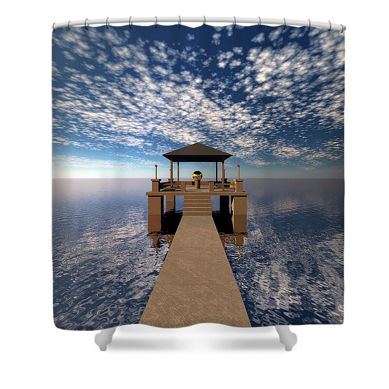 Vacation Shower Curtain featuring the digital art Seaside Villa by Phil Perkins