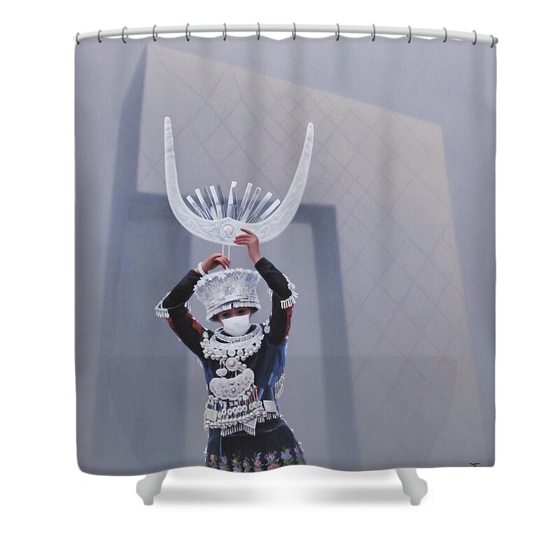 Realism Shower Curtain featuring the painting Shades Of High Gray #1 by Zusheng Yu