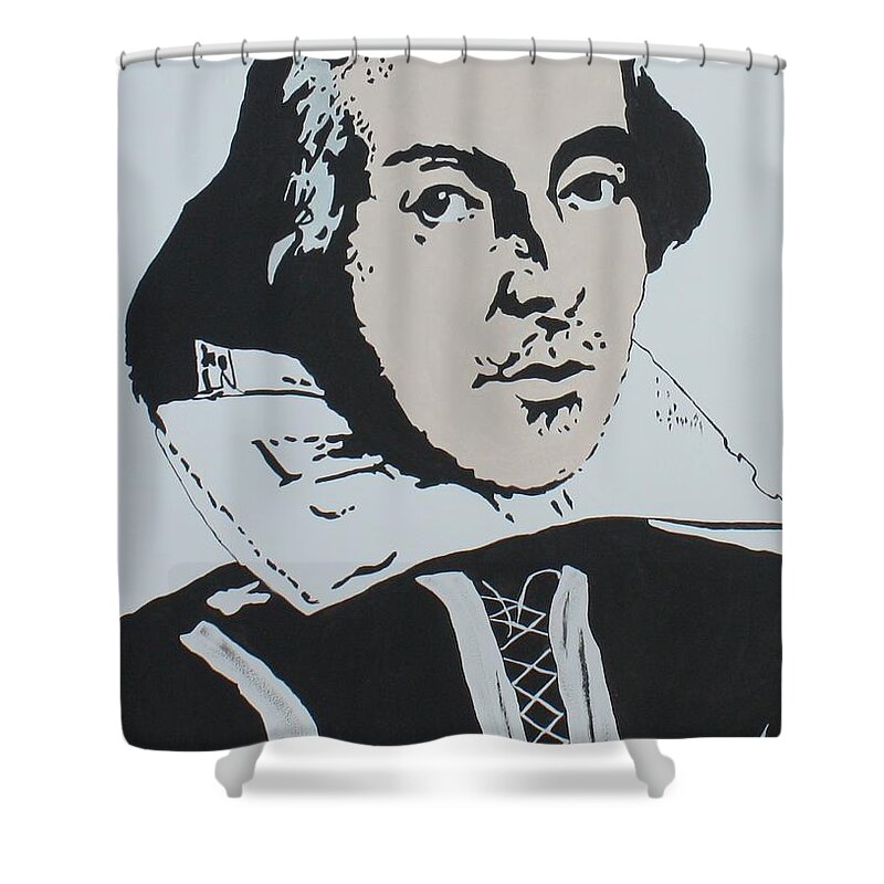 Portrait Shower Curtain featuring the painting Shakespeare #1 by Ralph LeCompte