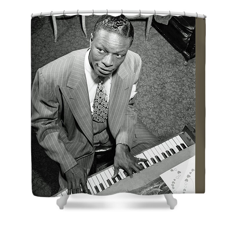 Nat King Cole Shower Curtain featuring the photograph Singing Legend Nat King Cole 1947 #2 by Mountain Dreams