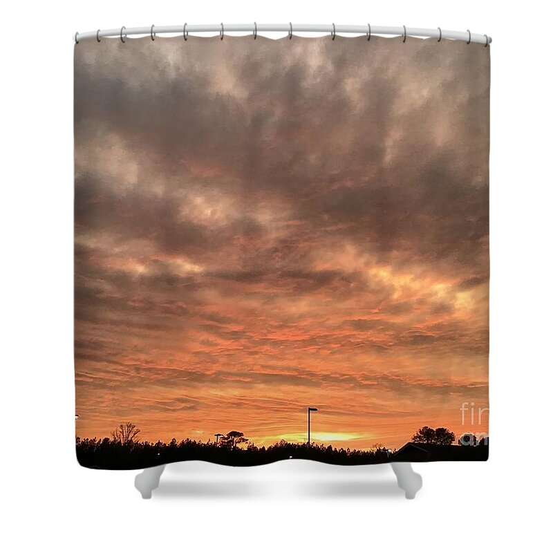 Sunset Shower Curtain featuring the photograph Smokey Sunset #1 by Catherine Wilson