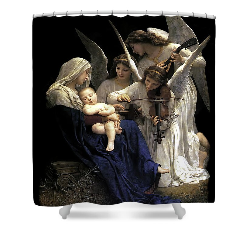 Song Of The Angels Shower Curtain featuring the mixed media Song of the Angels #1 by Bouguereau