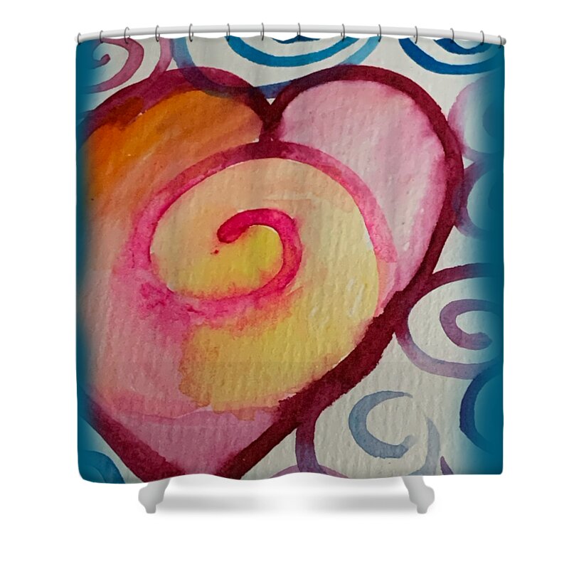 Vibrant Shower Curtain featuring the painting Spiral Heart by Sandy Rakowitz