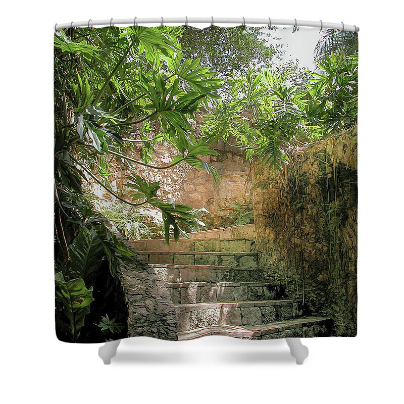 Chichen Itza Shower Curtain featuring the photograph Steps near cenote - Chichen Itza by Frank Mari