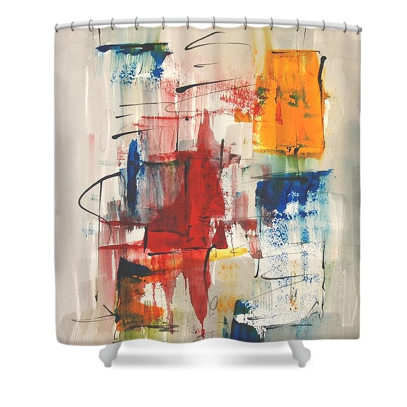  Shower Curtain featuring the painting Stillness and Motion #3 by Dick Richards