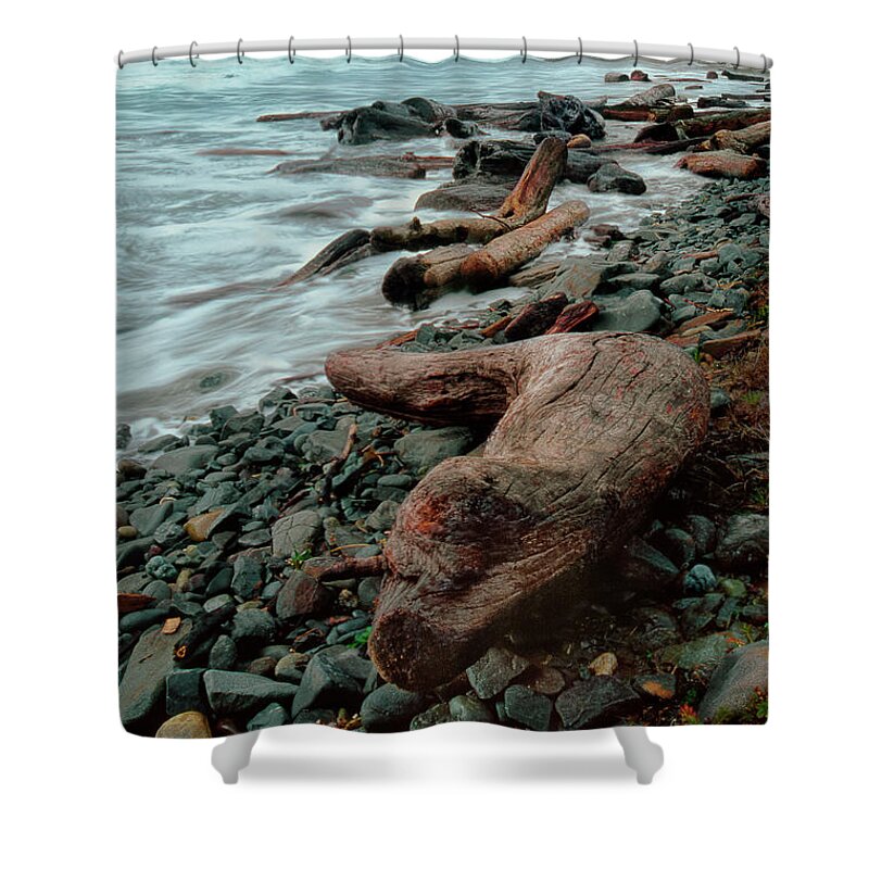 Dave Welling Shower Curtain featuring the photograph Storm Surf Bandon Beach Oregon by Dave Welling