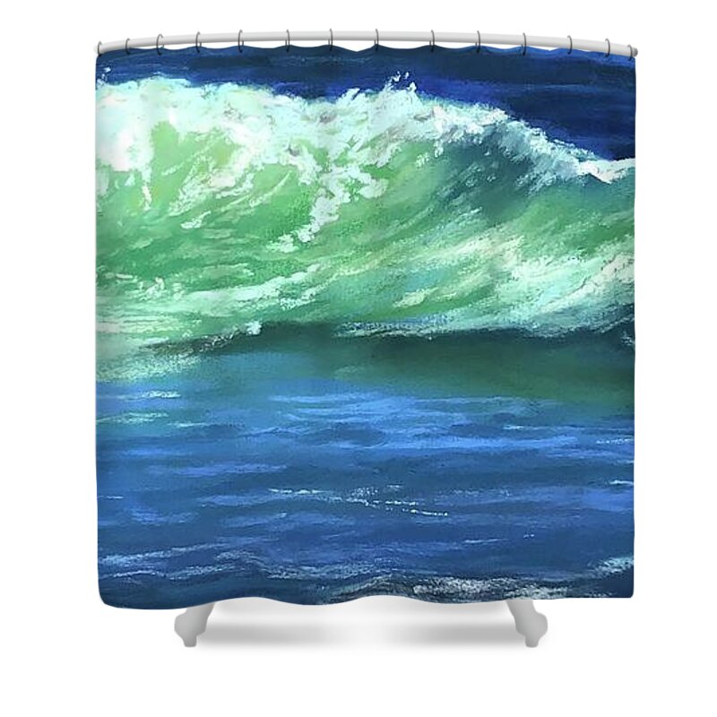 Pastel Shower Curtain featuring the painting Strathmere Surf #1 by Angela Armano