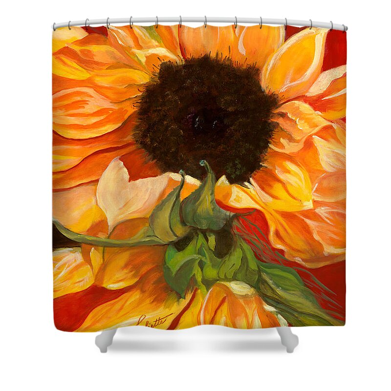Autumn Shower Curtain featuring the painting Sun Dancer by Juliette Becker