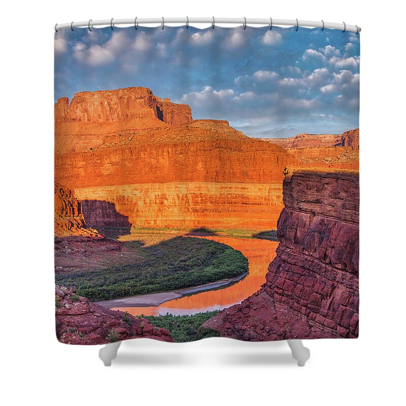 Canyonlands Shower Curtain featuring the photograph Sunrise River Reflection 2 by Dan Norris
