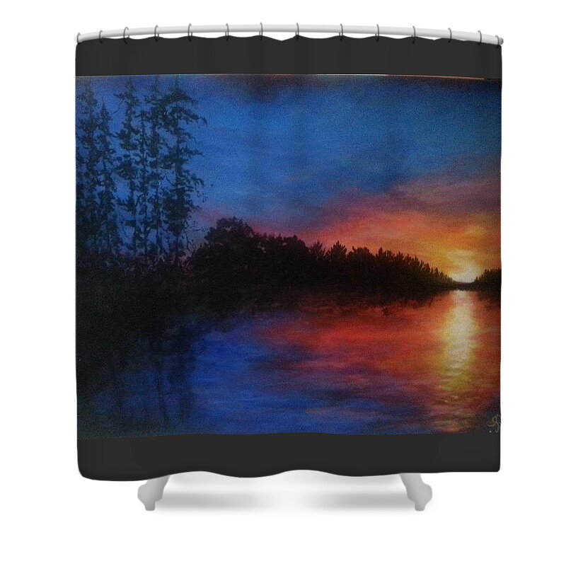 Chromatic Shower Curtain featuring the painting Sunset Addict by Jen Shearer