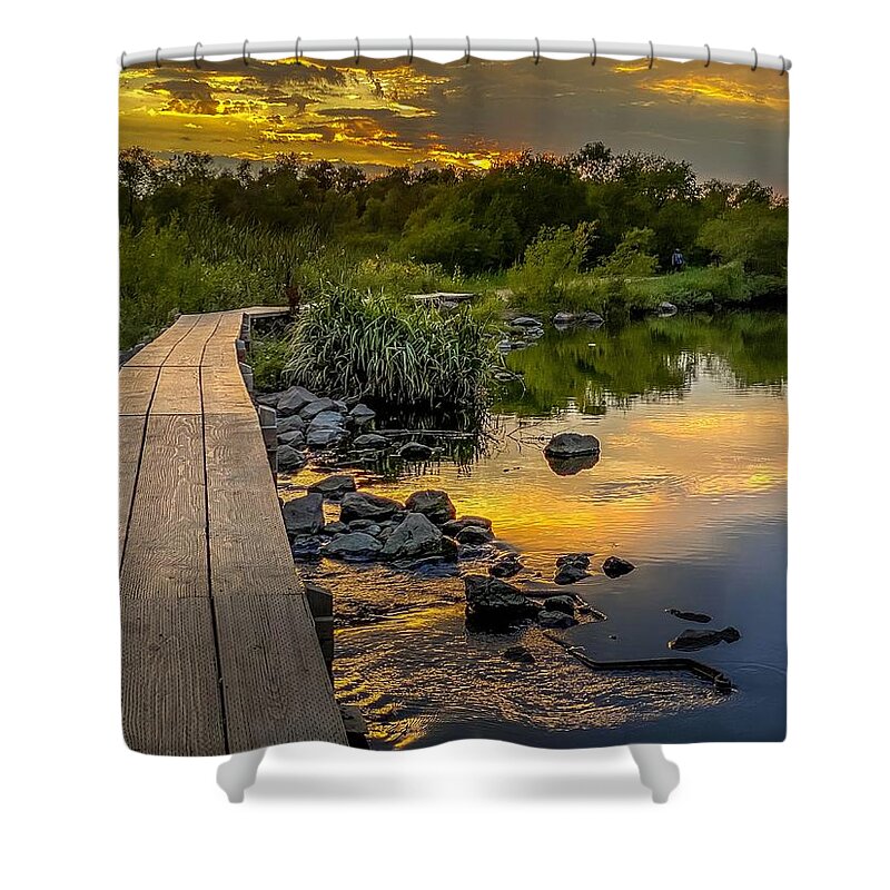 Sunset Shower Curtain featuring the photograph Sunset at Purgatory Creek #2 by Susan Rydberg