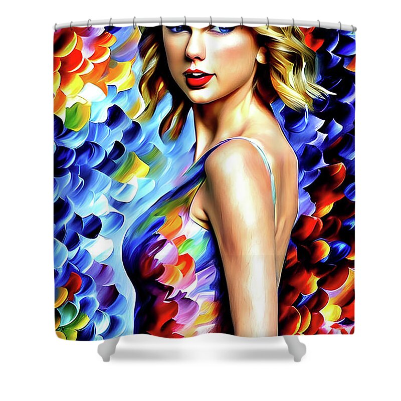 Taylor Alison Swift Shower Curtain featuring the digital art Taylor Swift #1 by Stephen Younts